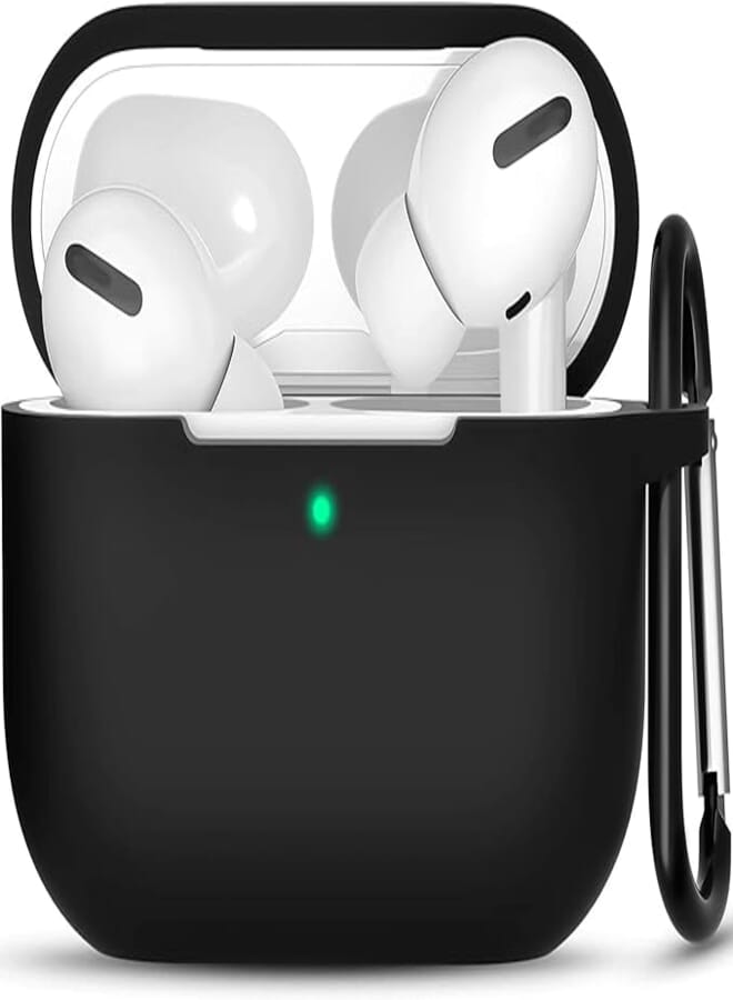SEIGE Silicone Case Cover for AirPods Pro 2nd Generation 2022, Slim Protective Cover Skin for AirPods Pro 2 with Keychain (Black)